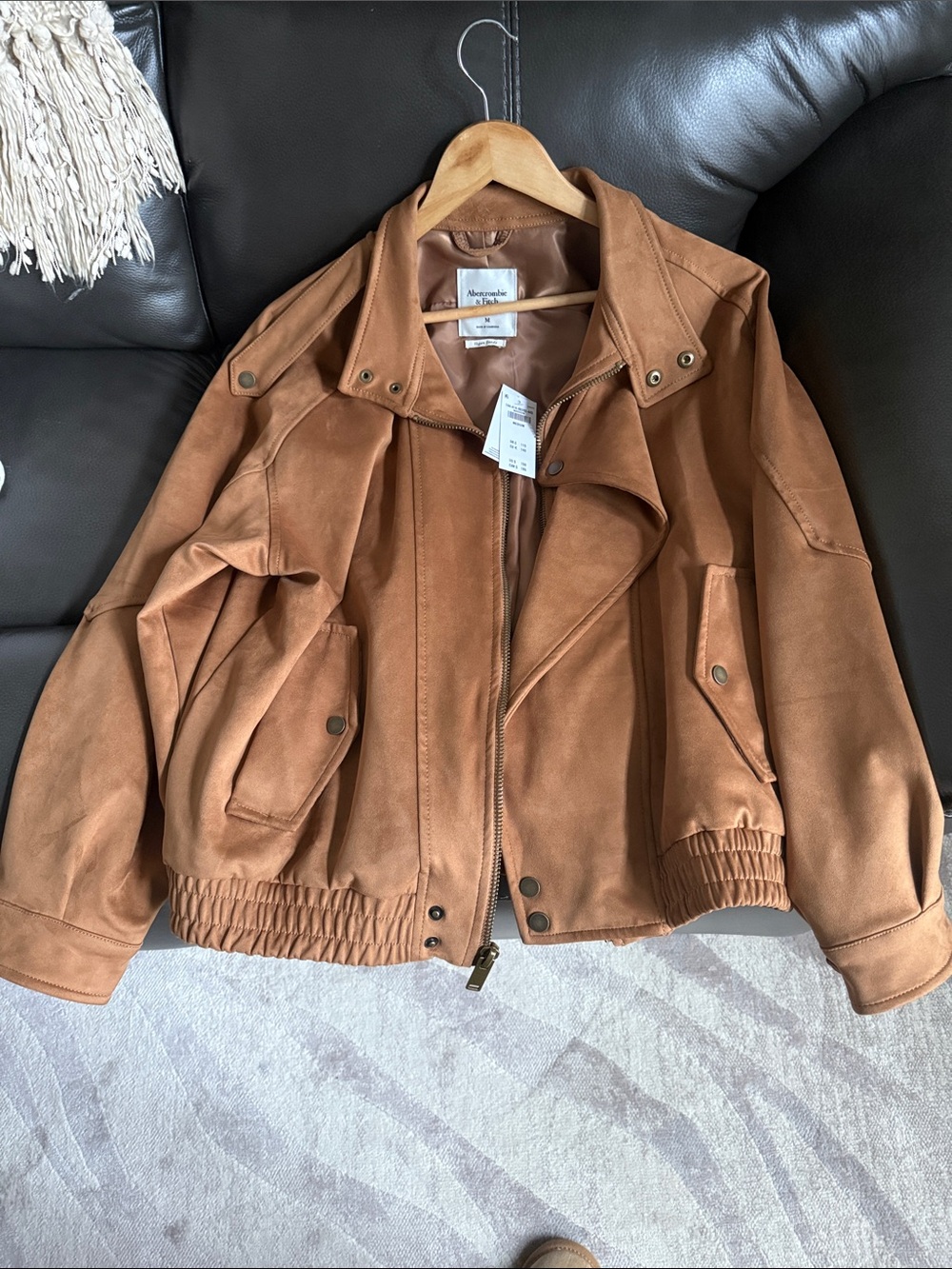 Abercrombie & Fitch Women's Cognac Bomber Jacket